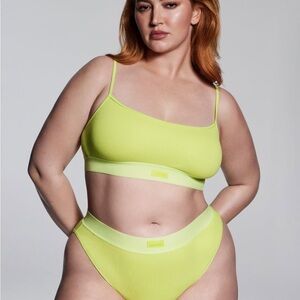 SKIMS Cotton Rib Scoop Bralette in Daffodil